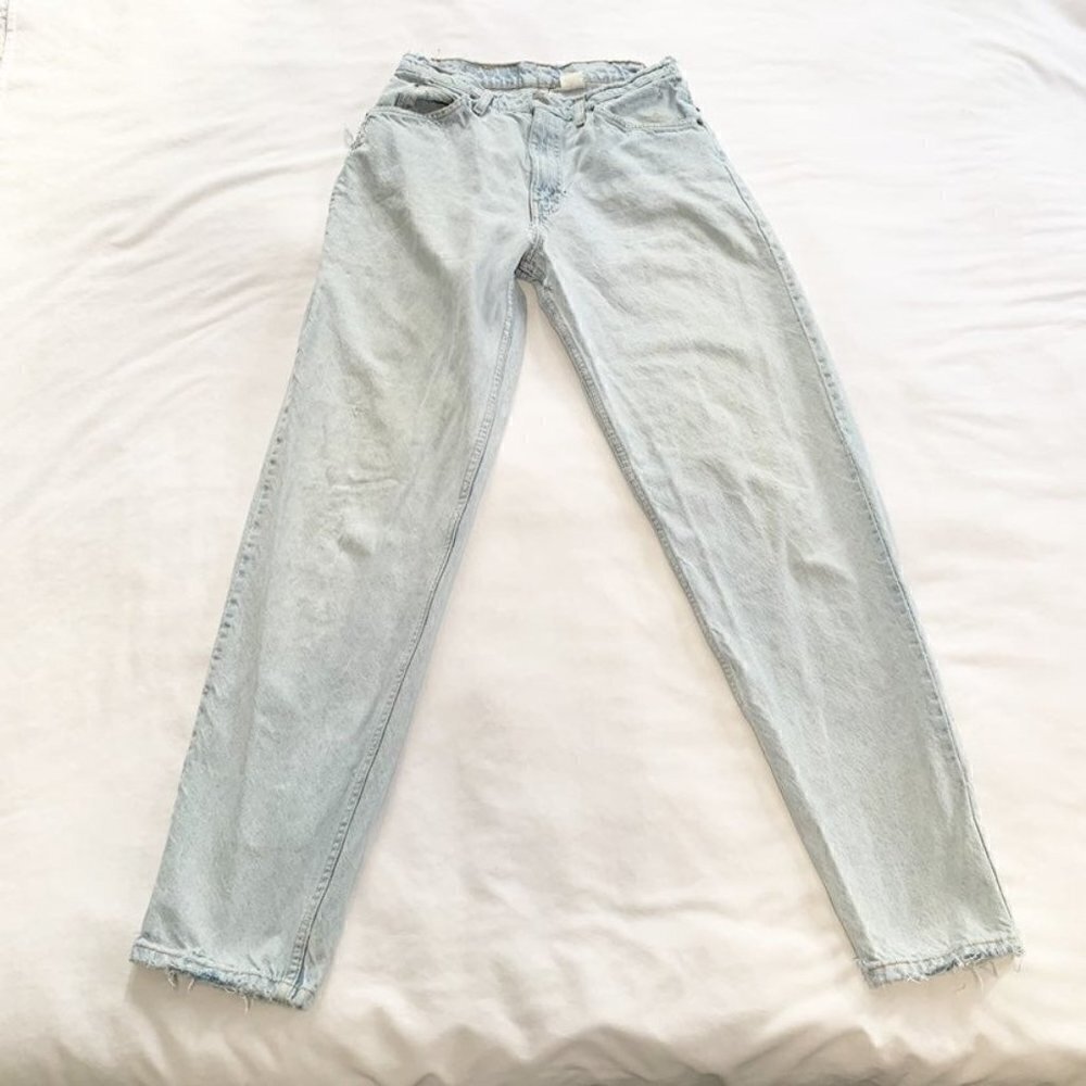 Levi's 560 Loose Fit Tapered Leg Jeans Women 31 Light Wash Distressed Orange Tab